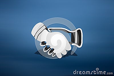 Handshake business on gear team 3D illustration Cartoon Illustration