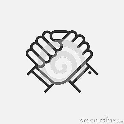 Handshake of business partners. Human greeting. Arm wrestling symbol. Vector illustration. Vector Illustration