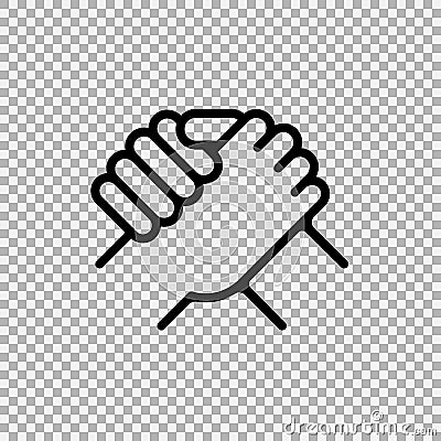 Handshake of business partners. Human greeting. Arm wrestling symbol. Vector illustration. Vector Illustration