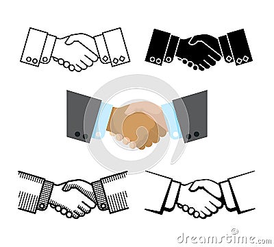Handshake, business partnership, agreement vector icons Vector Illustration