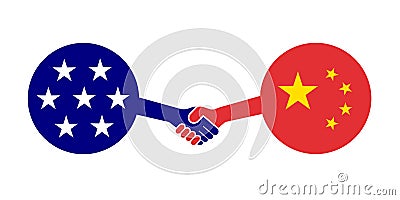 Handshake of China and USA Vector Illustration