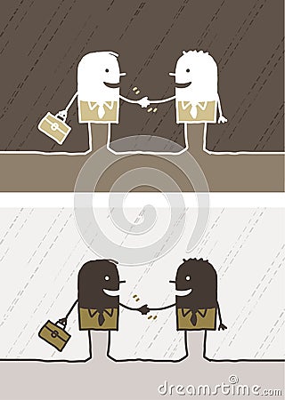 Handshake colored cartoon Vector Illustration