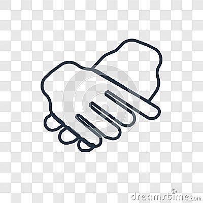 Handshake concept vector linear icon isolated on transparent background, Handshake concept transparency logo in outline style Vector Illustration