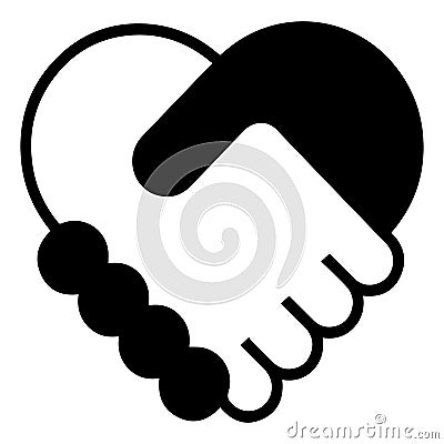 Handshake Contract Agreement Symbol - Icon in Heart Shape Vector Illustration
