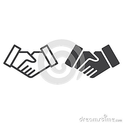 Handshake deal line and solid icon Cartoon Illustration