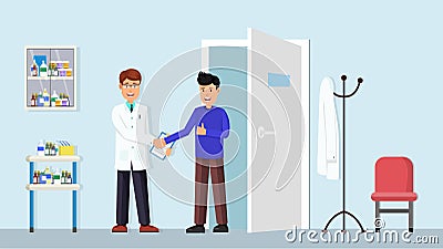 Handshake a doctor with patient Vector Illustration