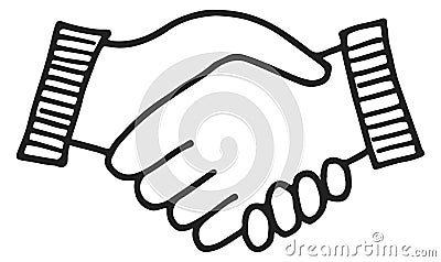 Handshake doodle. Agreement icon. Successful partnership symbol Vector Illustration