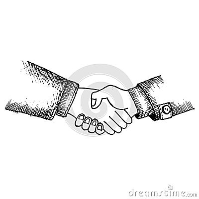 Handshake, doodle sketch Cartoon Illustration