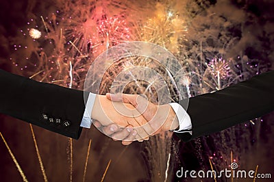 Handshake in the entertainment business Stock Photo