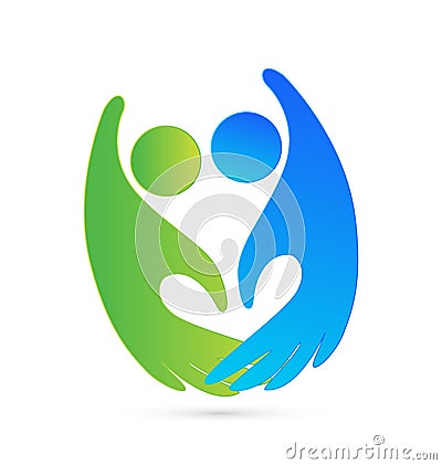 Hands figures doing a heart logo concept Vector Illustration