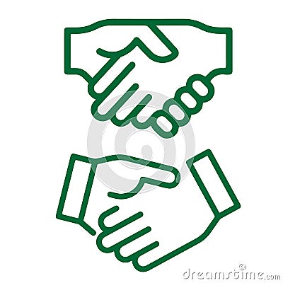 Handshake and fist bump outline icon with agreement or partnership line pictogram Stock Photo