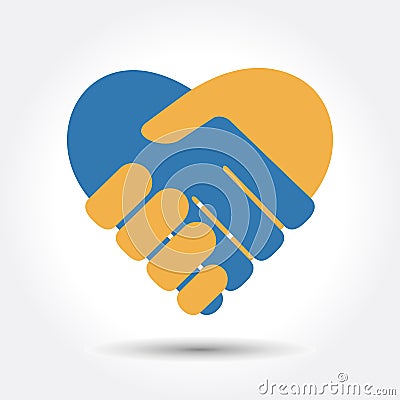 Handshake in the form of heart Vector Illustration
