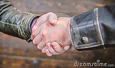 Handshake friendly gesture. Handshake gesture concept. Partnership and business deal. Successful deal handshake Stock Photo