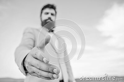 Handshake friendly gesture or opportunity. Business opportunity networking. Join my business. Come on. Business Stock Photo