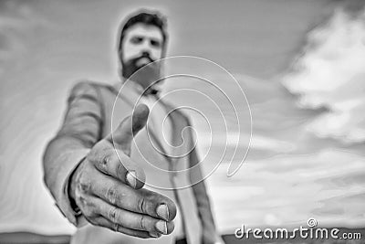 Handshake friendly gesture or opportunity. Business opportunity networking. Join my business. Come on. Business Stock Photo