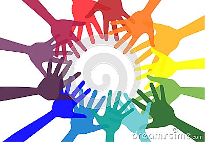 Handshake and friendship icon. Colorful hands. Concept of democracy. Vector Illustration