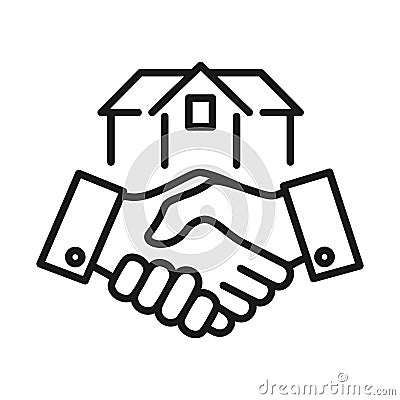 Handshake House Logo Icon. Home deal, house property dealer Vector Vector Illustration