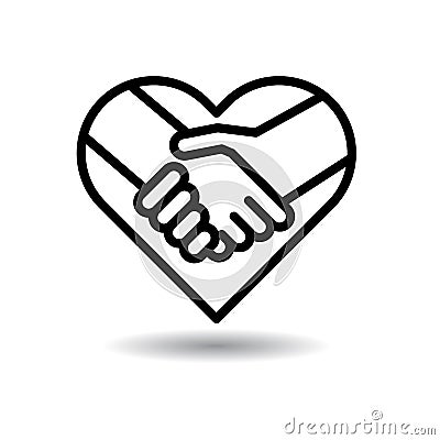 Handshake icon in heart Vector Illustration