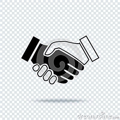 Handshake icon with shadow on transparent background Vector Illustration