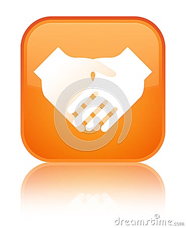 Handshake icon special orange square button Cartoon Illustration