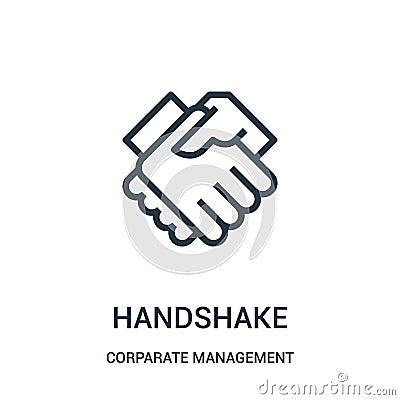 handshake icon vector from corparate management collection. Thin line handshake outline icon vector illustration. Linear symbol Vector Illustration