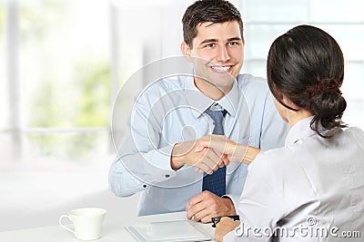 Handshake after a job recruitment interview Stock Photo