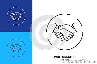 Handshake line art vector icon. Outline symbol of agreement Vector Illustration