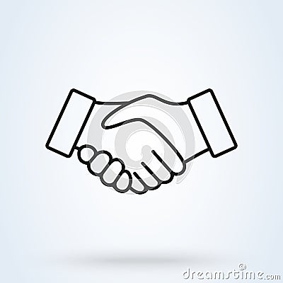 Handshake line icon. Partnership and agreement symbol on white background. Vector illustration Vector Illustration