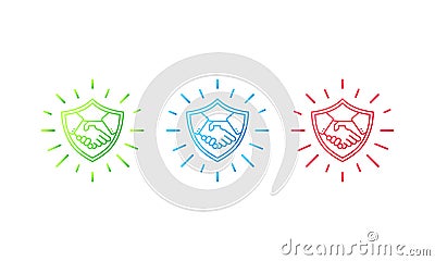 Handshake line icon set. Partnership deal. Business concept. Contract agreement. For apps and webstes. Vector EPS 10. Isolated on Vector Illustration