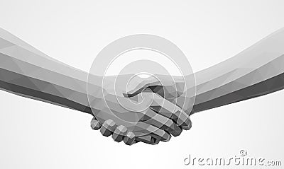 Handshake of Low Poly Hands in Gray Shades Vector Illustration