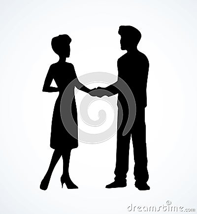 Handshake of man and woman. Vector drawing Vector Illustration