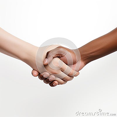 Handshake men and women. men and women shaking hands on white background Stock Photo