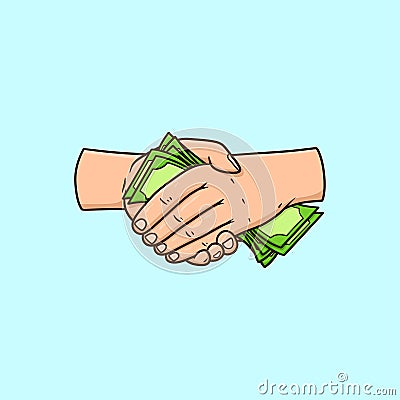 Handshake Money Bribe Cartoon Vector Illustration Vector Illustration