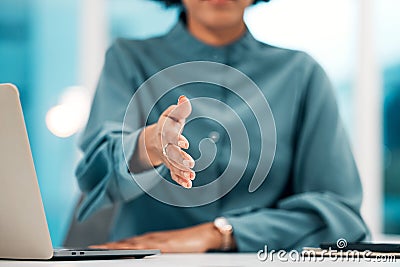 Handshake, offer and interview, recruitment with human resources and communication, partnership and trust. Person Stock Photo