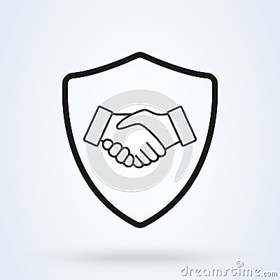 Handshake shield security icon vector illustration. Commitment Business Vector Illustration