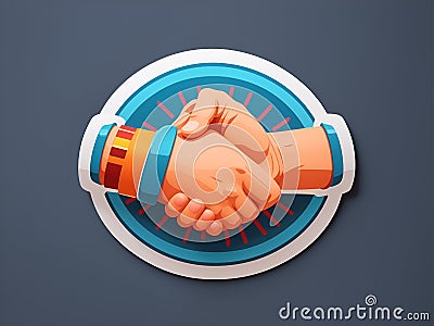 Handshake Sticker. AI generated Stock Photo