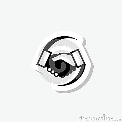 Handshake sticker icon isolated on gray background Vector Illustration