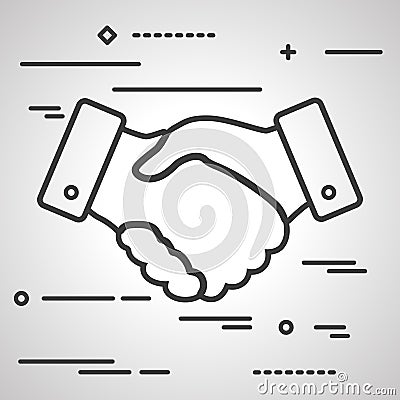 Handshake thin line design icon Vector Illustration