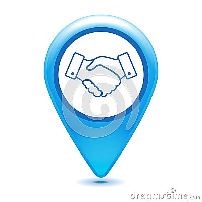 Handshake thin line design pointer icon on a white background - Vector Illustration