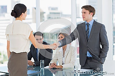 Handshake to seal a deal after a job recruitment meeting Stock Photo