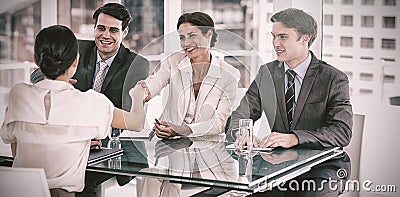 Handshake to seal a deal after a job recruitment meeting Stock Photo