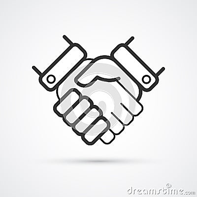 Handshake partnership business flat line trendy icon. Vector eps10 Cartoon Illustration