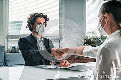 Handshake of two Business people in formal wear, recruitment pro Stock Photo