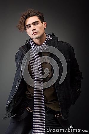 Handsom young male model with serious attitude Stock Photo