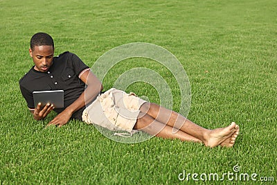 Handsome African American man enjoying outdoors Stock Photo