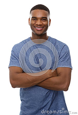 Handsome african american man smiling with arms crossed Stock Photo