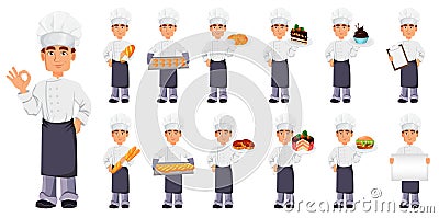 Handsome baker in professional uniform Vector Illustration