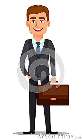 Handsome banker in business suit Vector Illustration