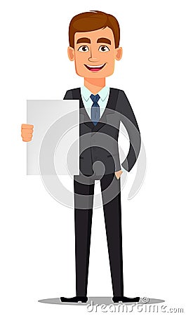 Handsome banker in business suit Vector Illustration