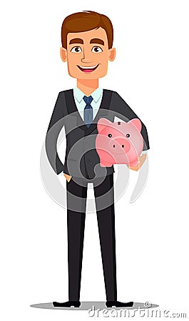 Handsome banker in business suit Vector Illustration